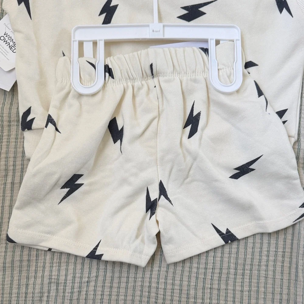 Grayson Mini Cream Lightning Bolt Knit Tank & Shorts Set
